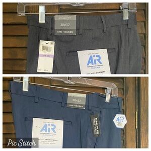 Bundle of Two Pairs of Van Heusen Air in Charcoal and Blue Haze Straight 38x32